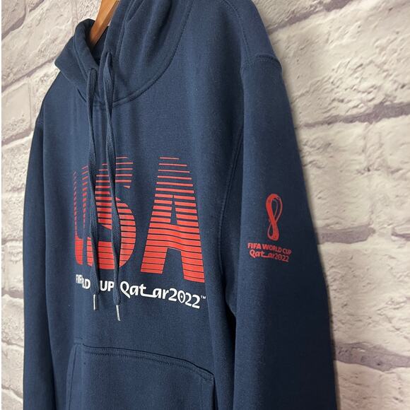 FIFA WORLD CUP Men's L Navy Blue Qatar 2022 USA Soccer Hoodie‎ Pullover Sweater - Picture 5 of 9